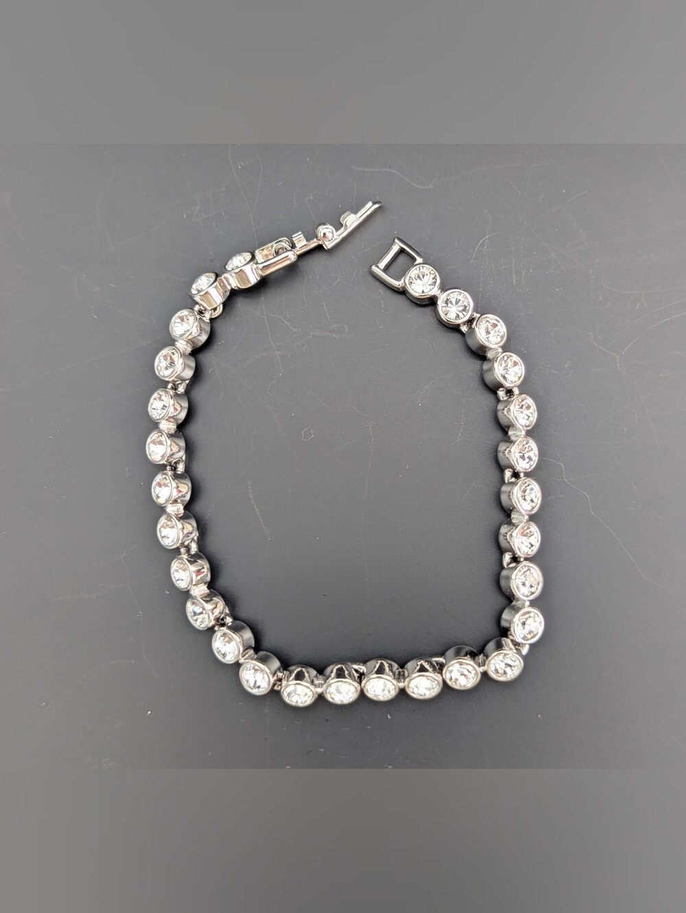 Swarovski Silver & Round Clear Crystal Tennis Bracelet